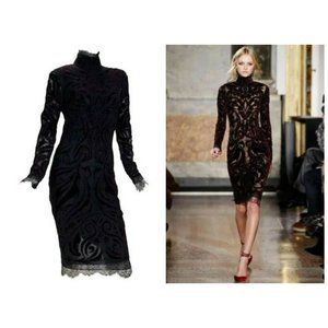 Iconic Emilio Pucci F/W 2011 Bordeaux Velvet-Embroidered Dress IT 44, US 8